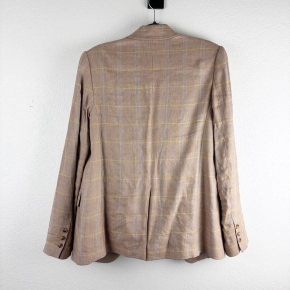 A.L.C. Donovan Plaid Linen Oversized Blazer Jacket Tawny Tan Size 8 Casual - Picture 3 of 8